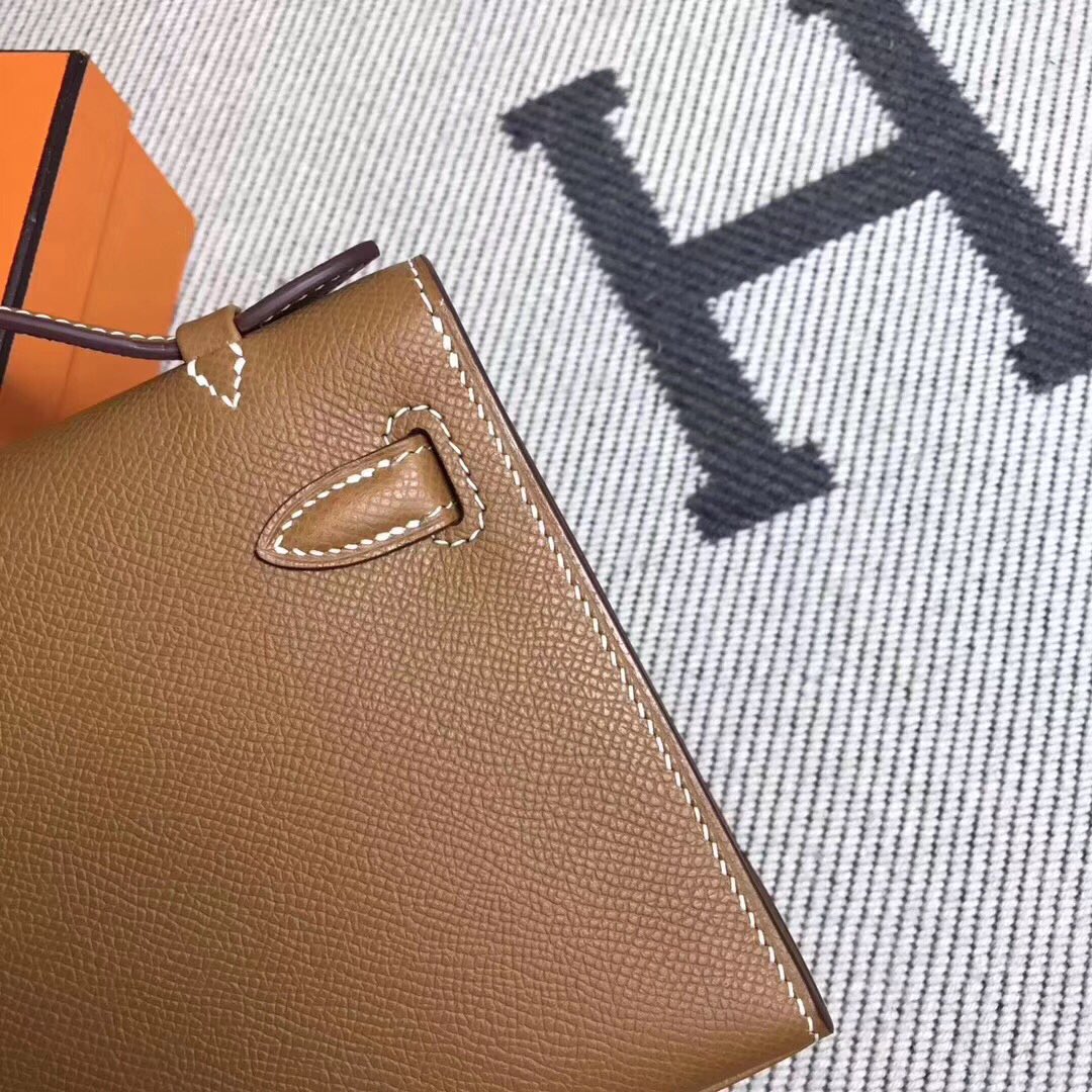 에르메스 미니 켈리백22 골드브라운 은장 앱송